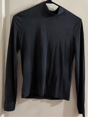 American Apparel Black Long Sleeve Mock Neck Tee